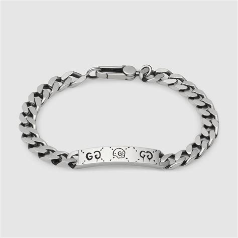 guccighost chain bracelet in silver|gucci silver ghost chain.